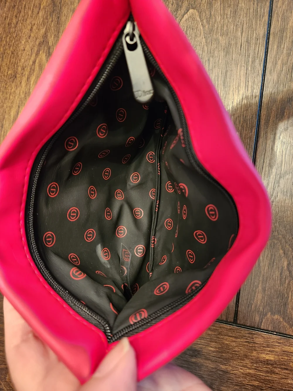 Dior Red Rubber Cosmetic Pouch Makeup Bag 7.5x5 Logo